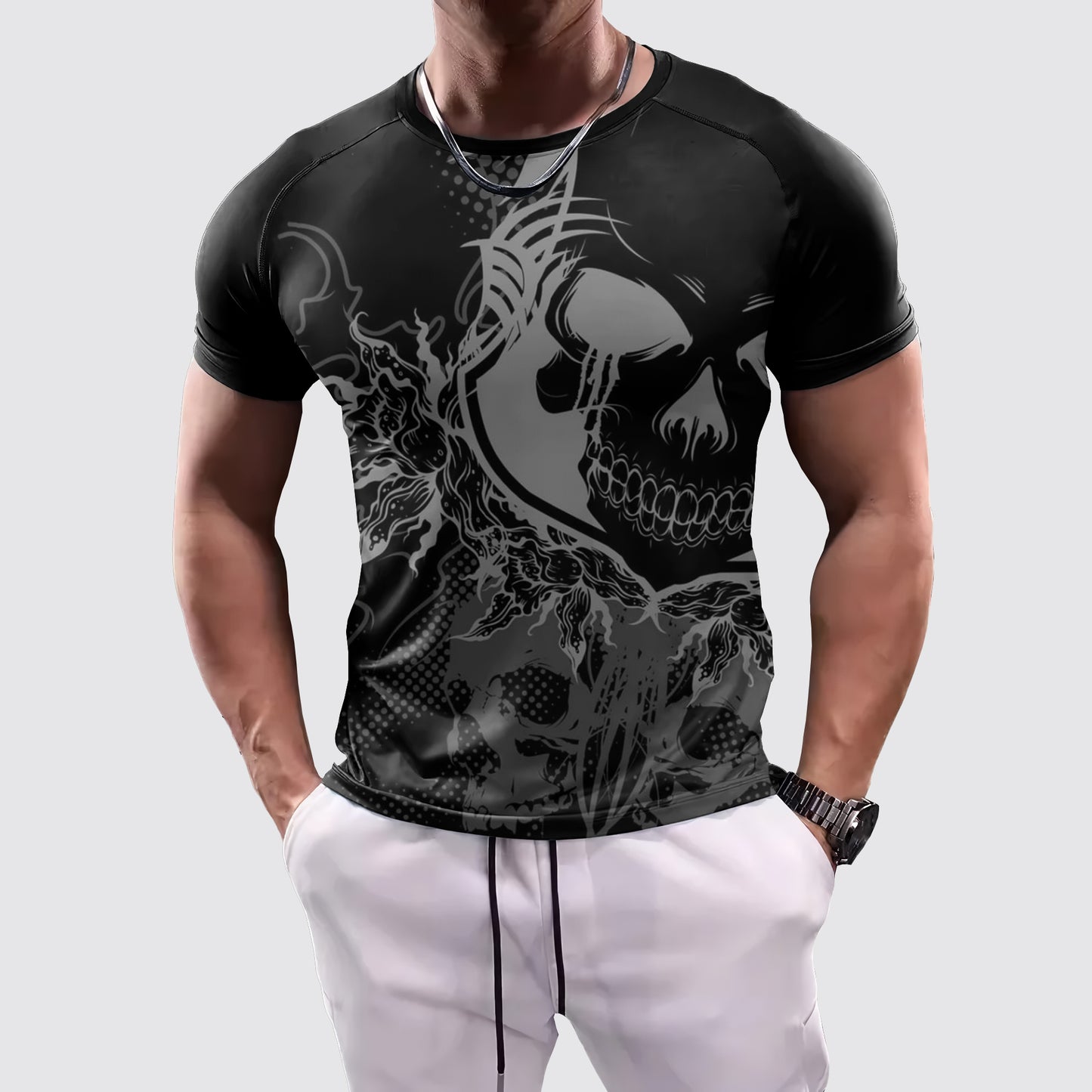 Skull 3D Tight-Fitting Tee- AA06058