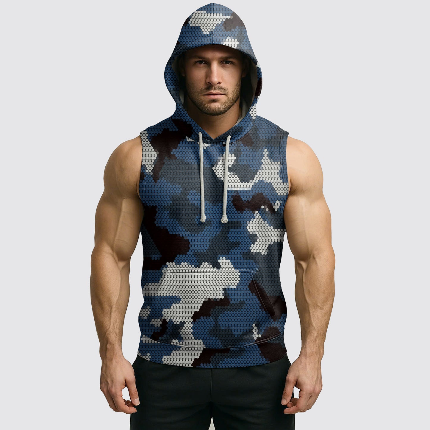 Men's Camo Sleeveless Hoodie- AA06558