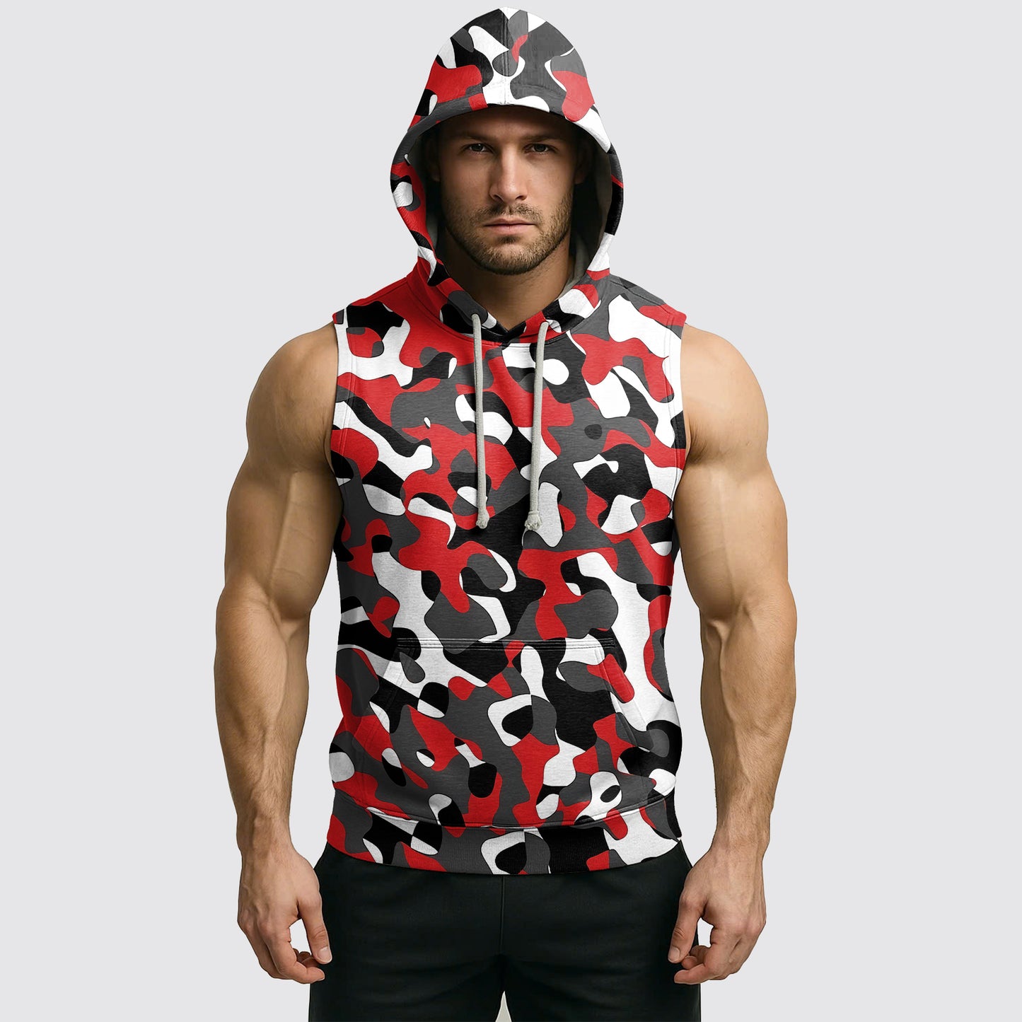 Men's Camo Sleeveless Hoodie- AA06561