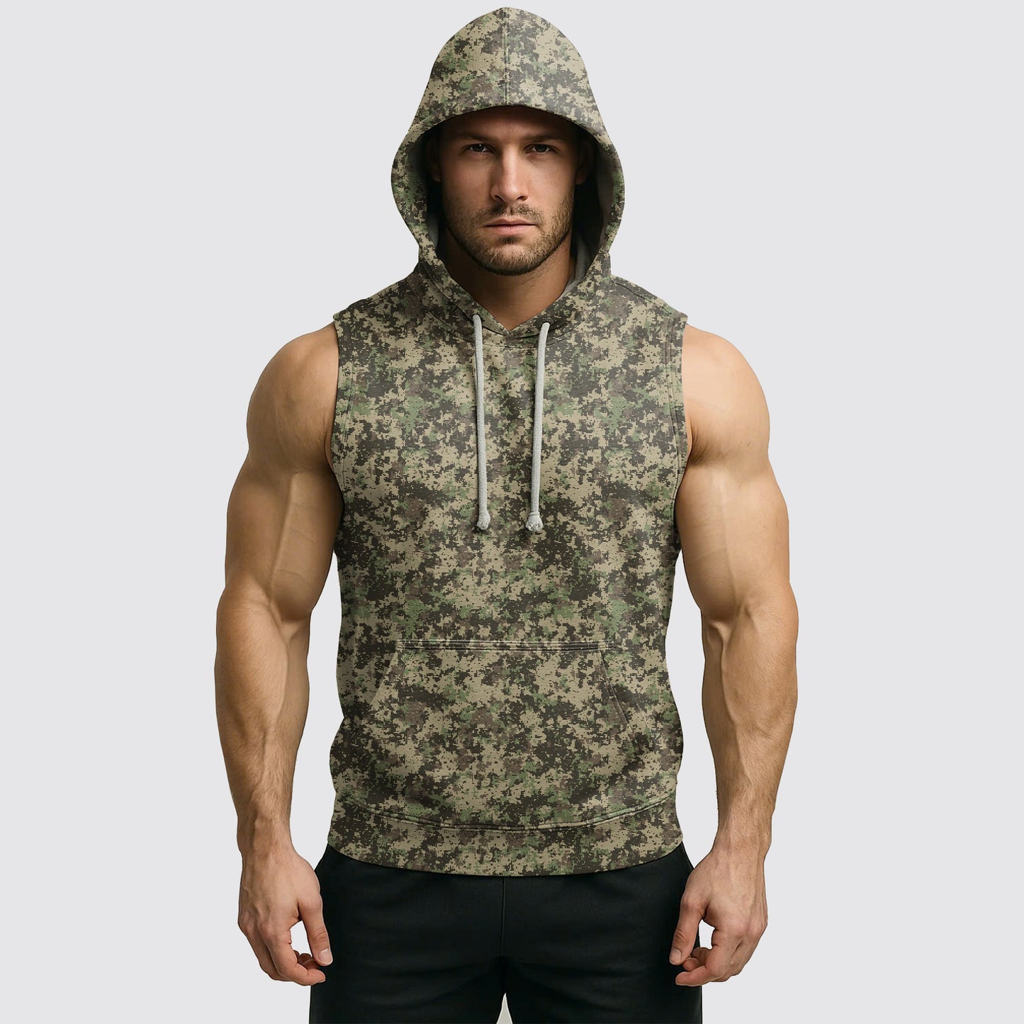 Men's Camo Sleeveless Hoodie- AA06564