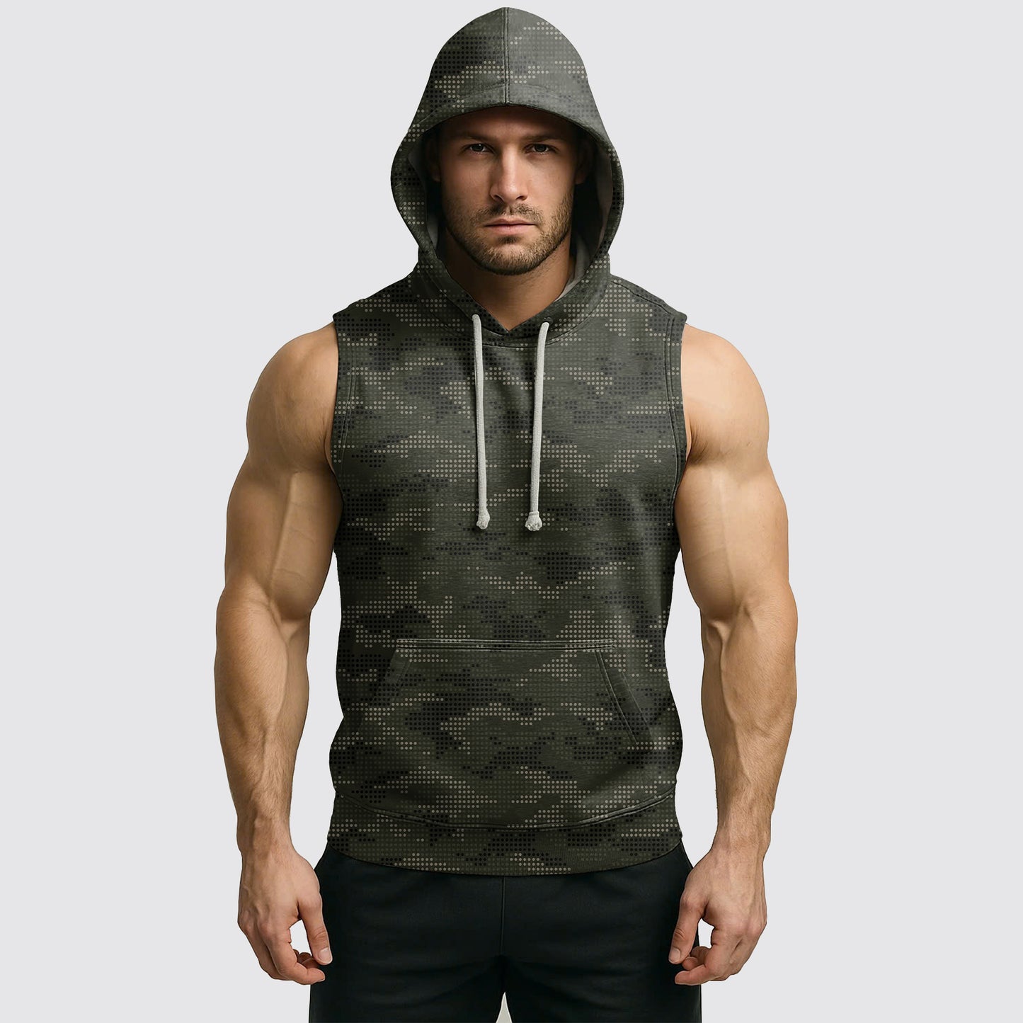 Men's Camo Sleeveless Hoodie- AA06569