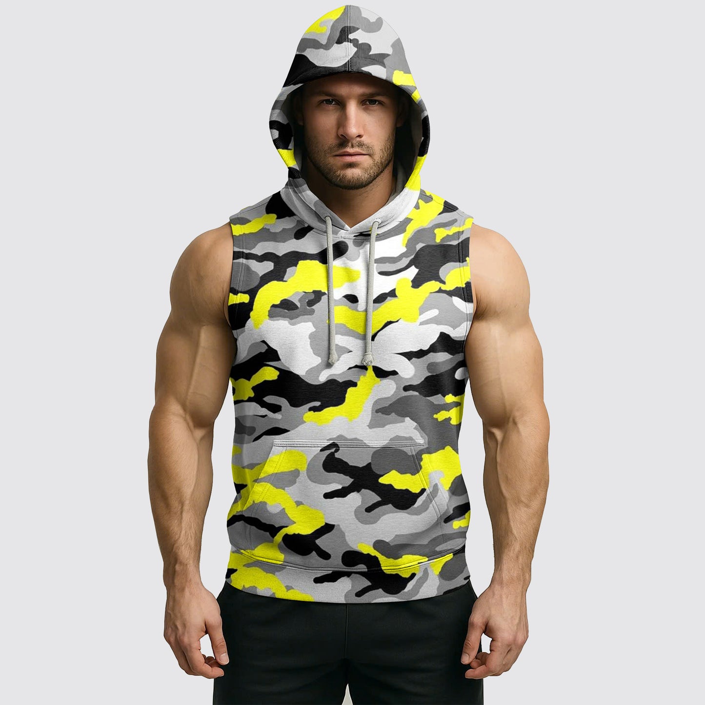 Men's Camo Sleeveless Hoodie- AA06578