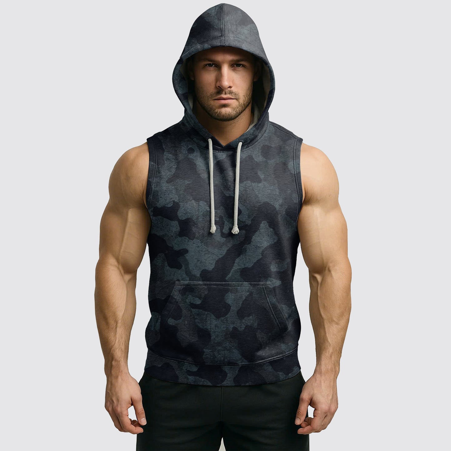 Men's Camo Sleeveless Hoodie- AA06591