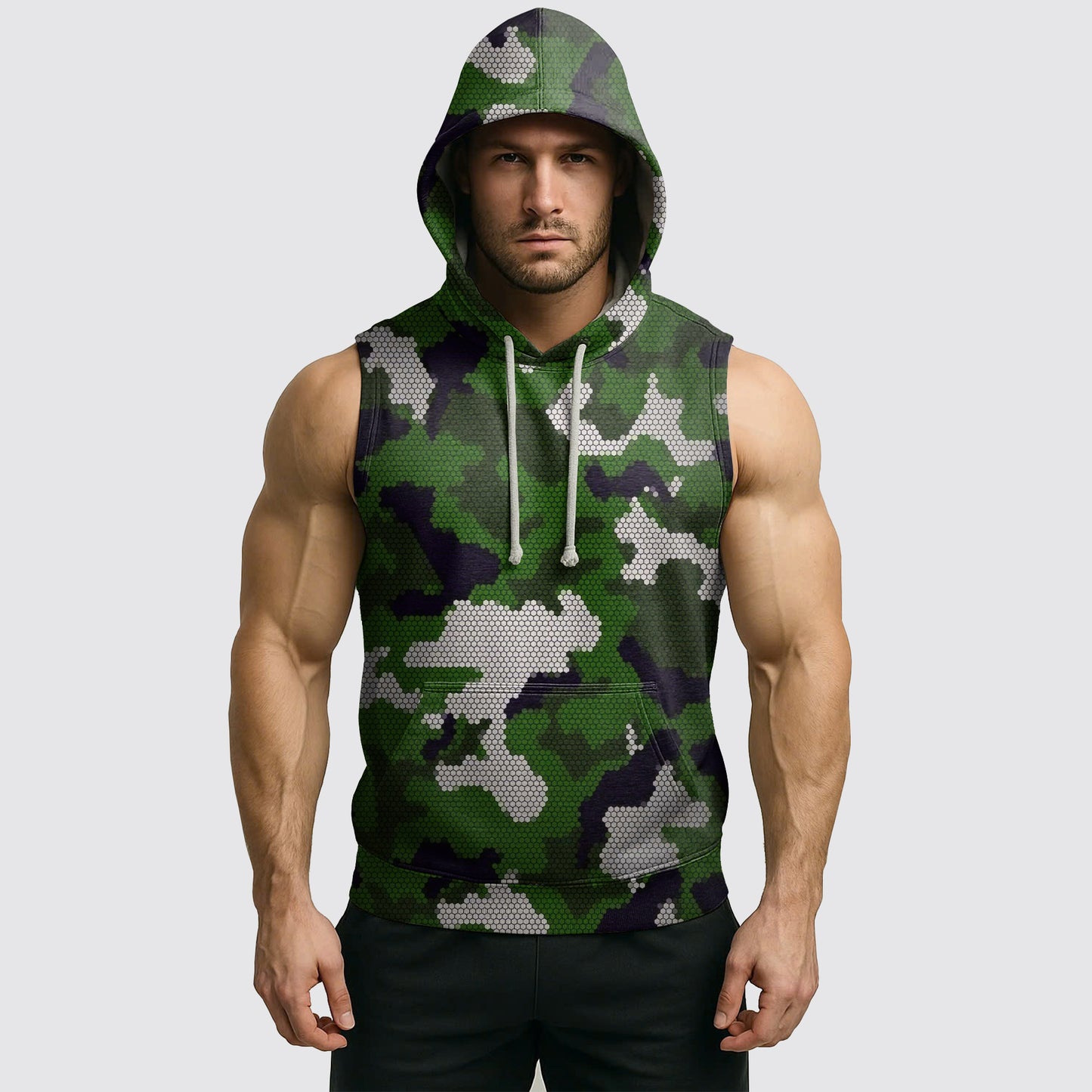 Men's Camo Sleeveless Hoodie- AA06592