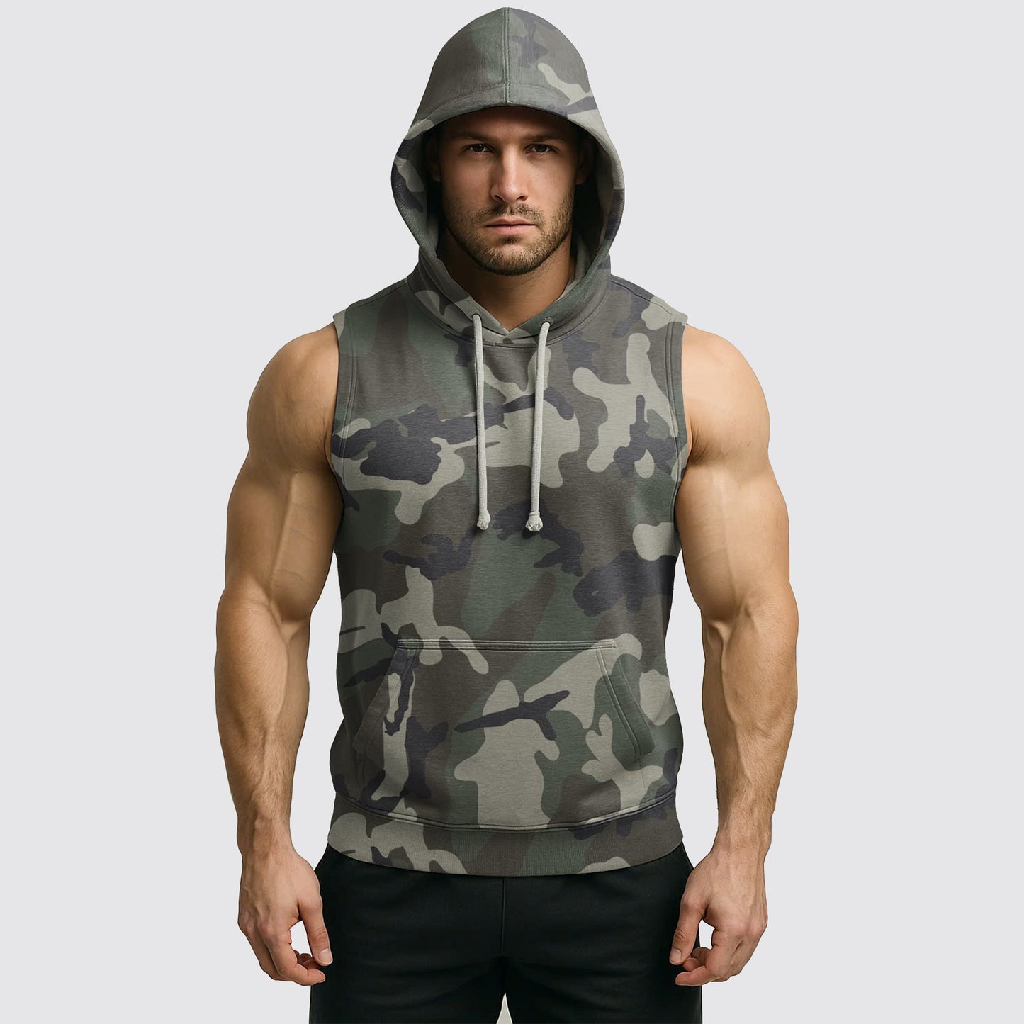 Men's Camo Sleeveless Hoodie- AA06603