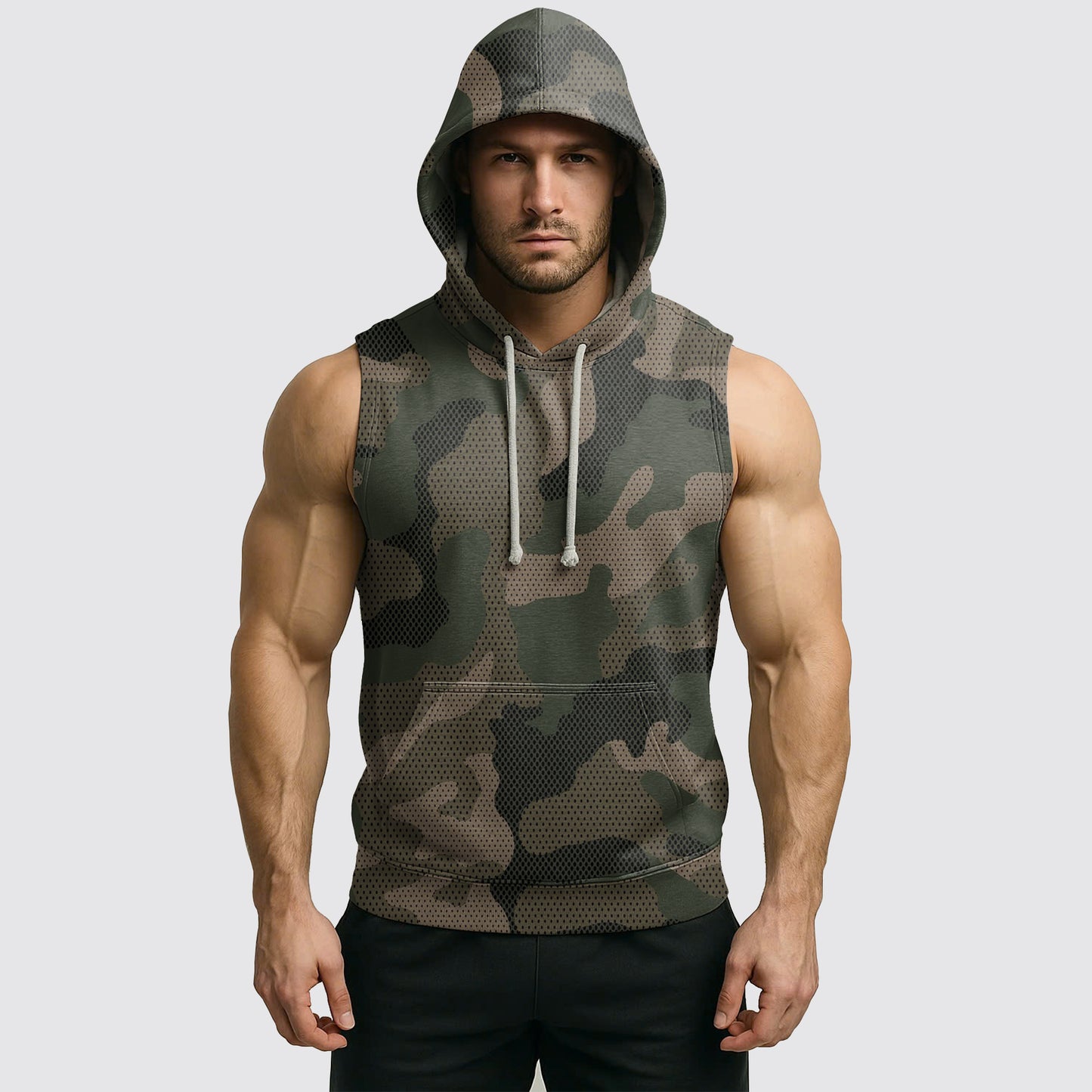 Men's Camo Sleeveless Hoodie- AA06617