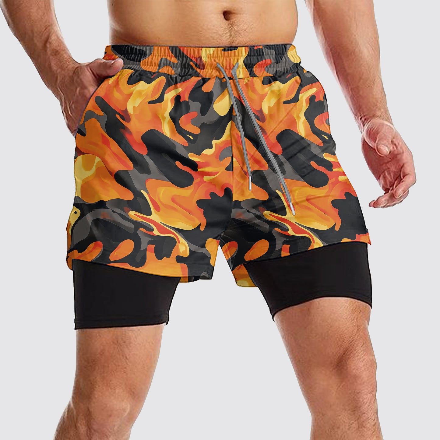 Camo Double Layer Performance Shorts- AA08075