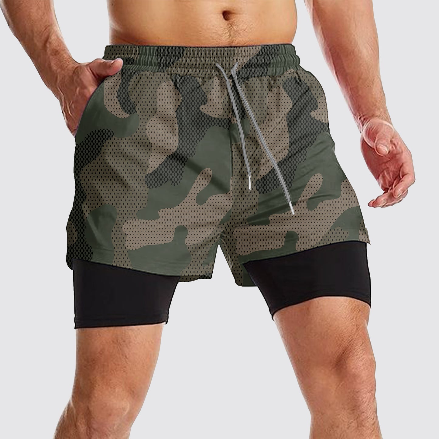 Camo Double Layer Performance Shorts- AA08085