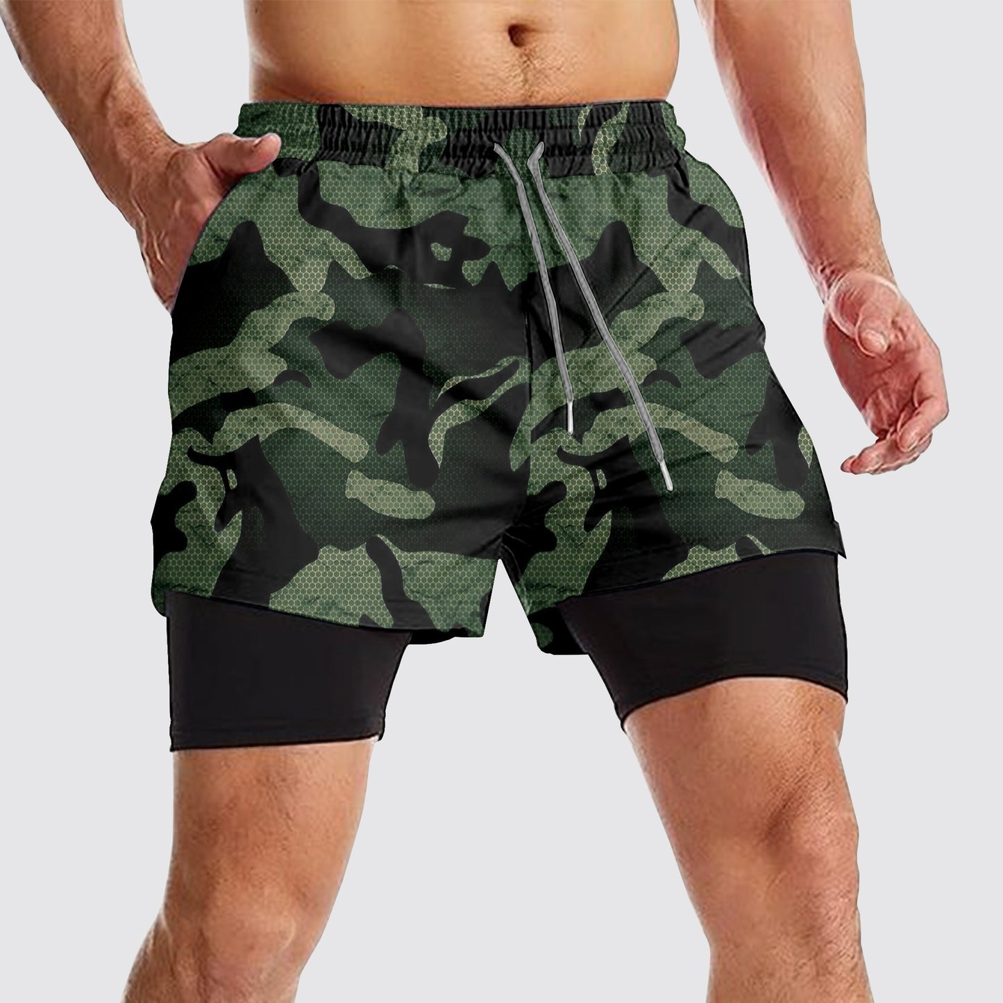 Camo Double Layer Performance Shorts- AA08153