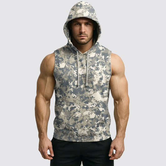 Men's Camo Sleeveless Hoodie- AA08252