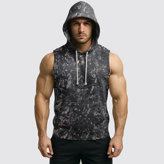 Men's Camo Sleeveless Hoodie- AA08266