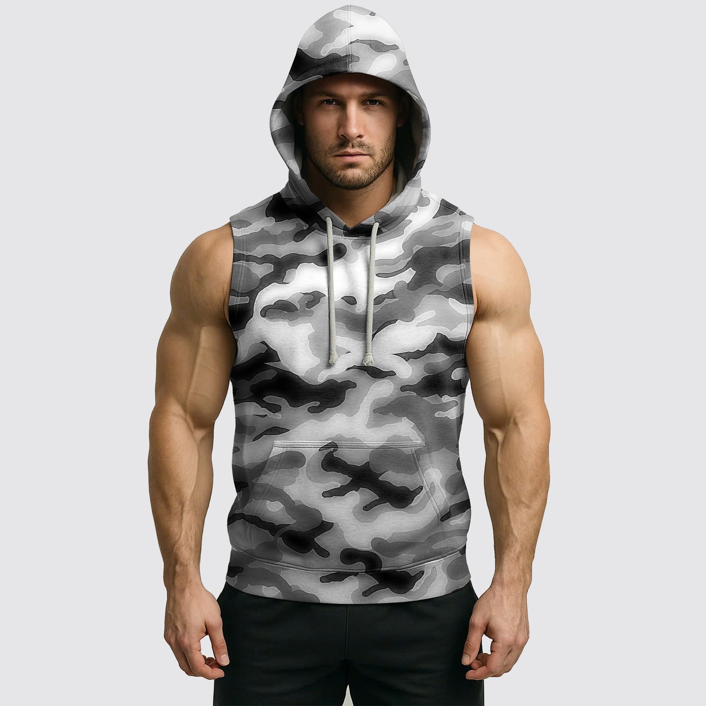 Men's Camo Sleeveless Hoodie- AA08288