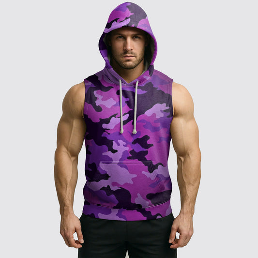 Men's Camo Sleeveless Hoodie- AA08289