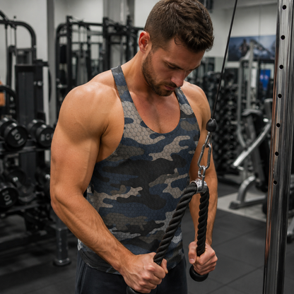 Camo Racerback Tank Top – Tactical Strength for Bodybuilders- TT03196