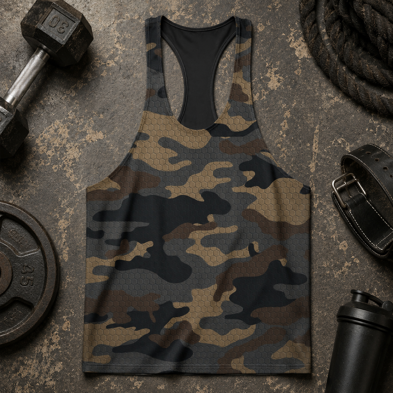 Camo Racerback Tank Top – Tactical Strength for Bodybuilders- TT03197