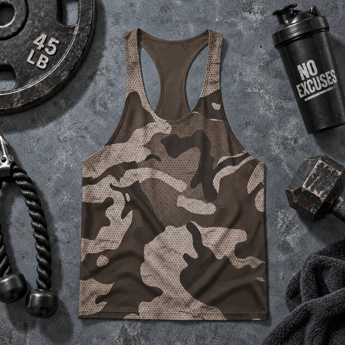 Camo Racerback Tank Top – Tactical Strength for Bodybuilders- AA07082