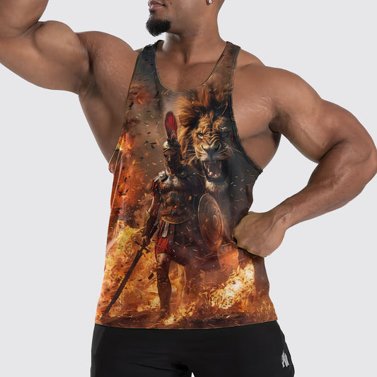 Warrior Spirit 3D Tank Top – Fierce Battle Artwork for Gym Warriors- TT01532