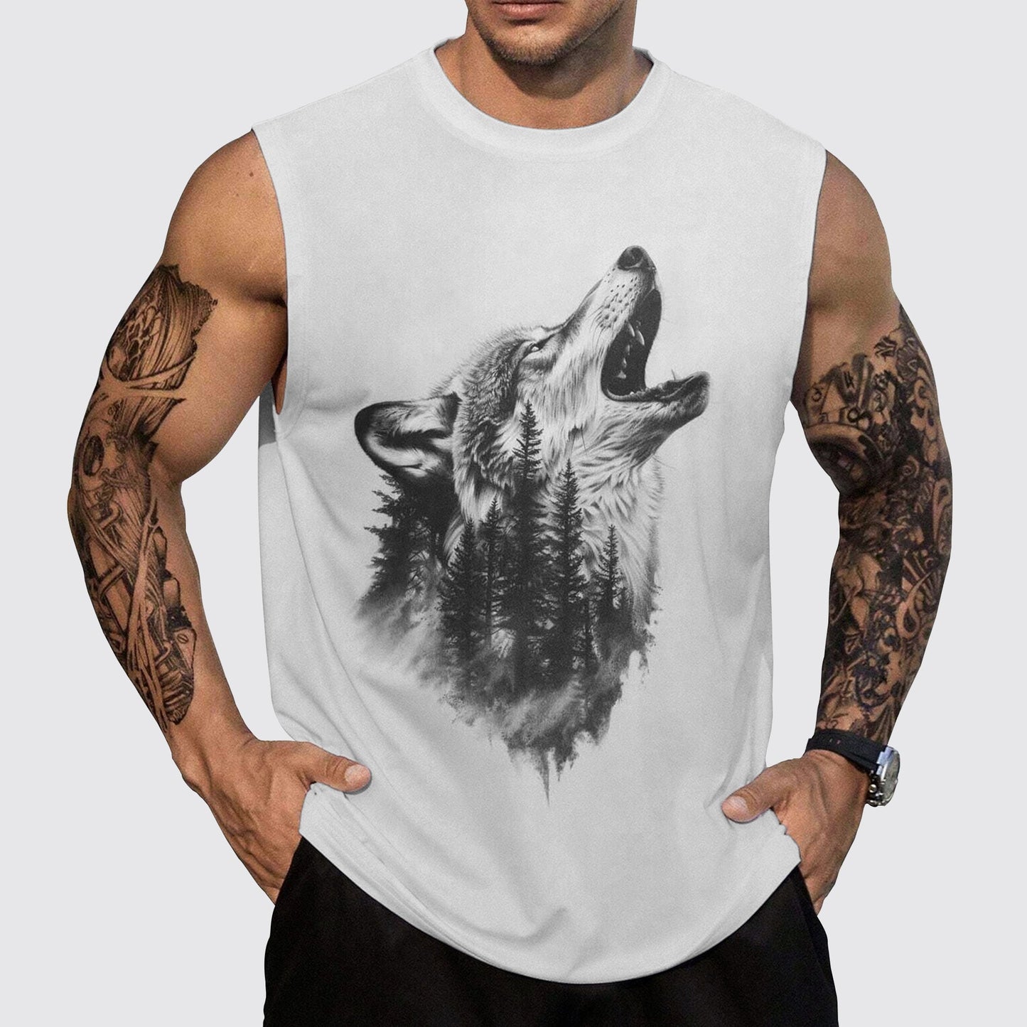 Wolf Round Neck Tank Top – Untamed Spirit Edition- TT01747