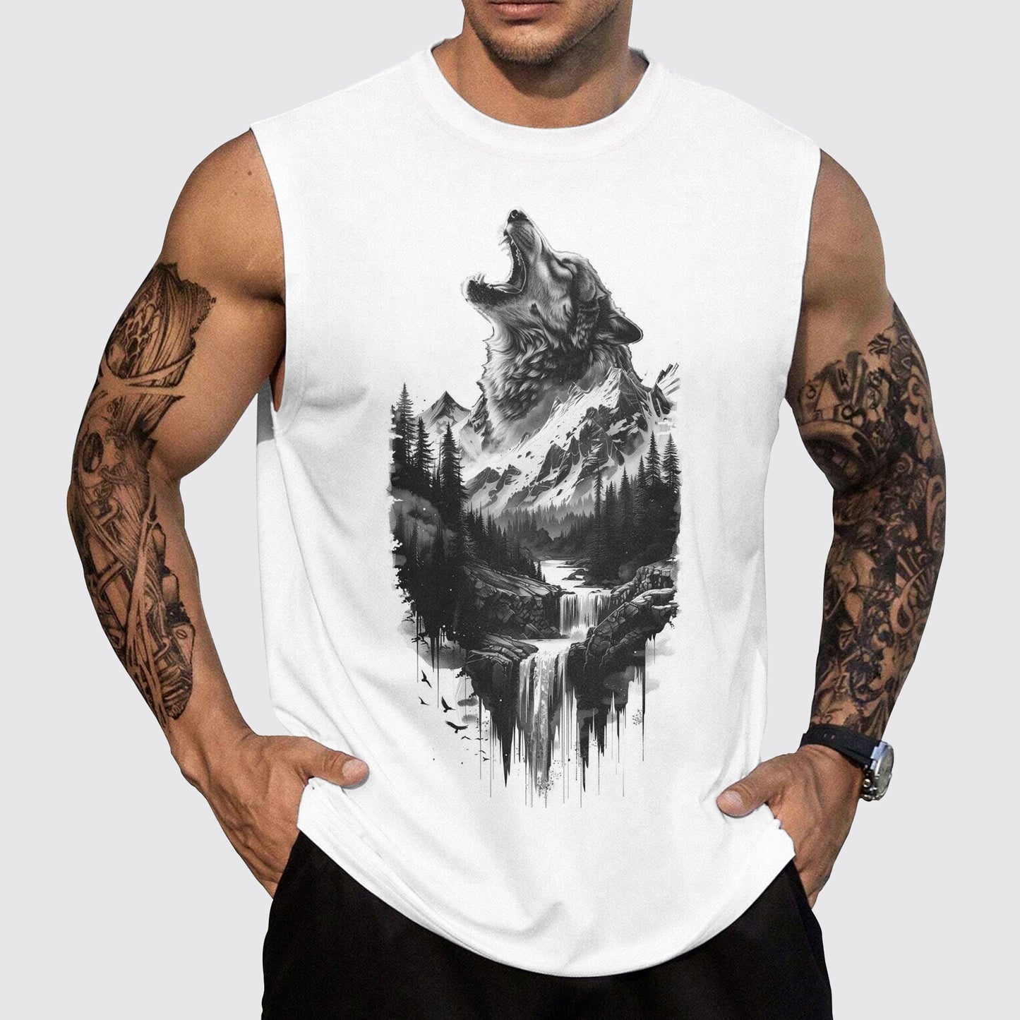 Wolf Round Neck Tank Top – Untamed Spirit Edition- TT01748