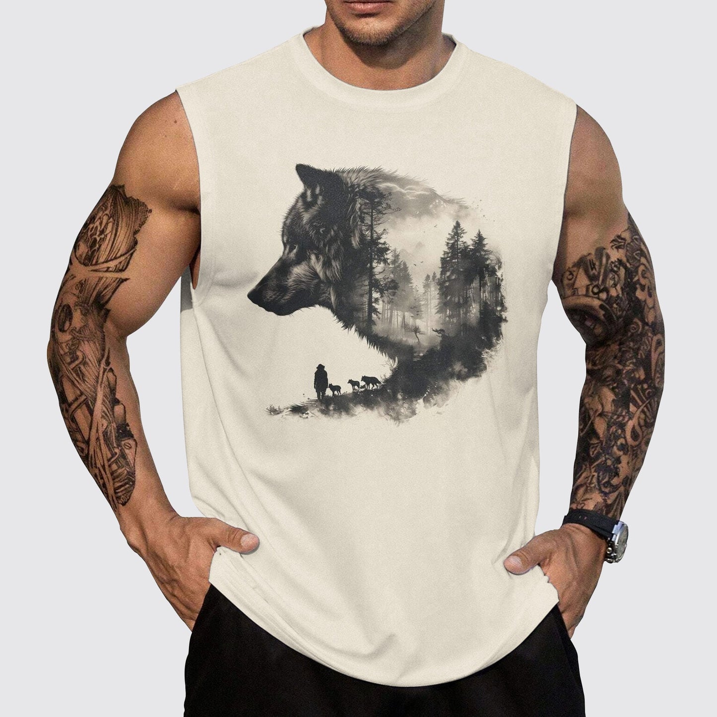 Wolf Round Neck Tank Top – Untamed Spirit Edition- TT01765